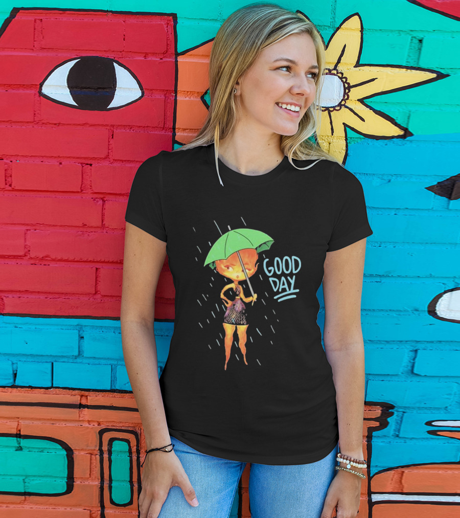 Good Day Ember Lumen Raindrops Green Umbrella T-Shirt