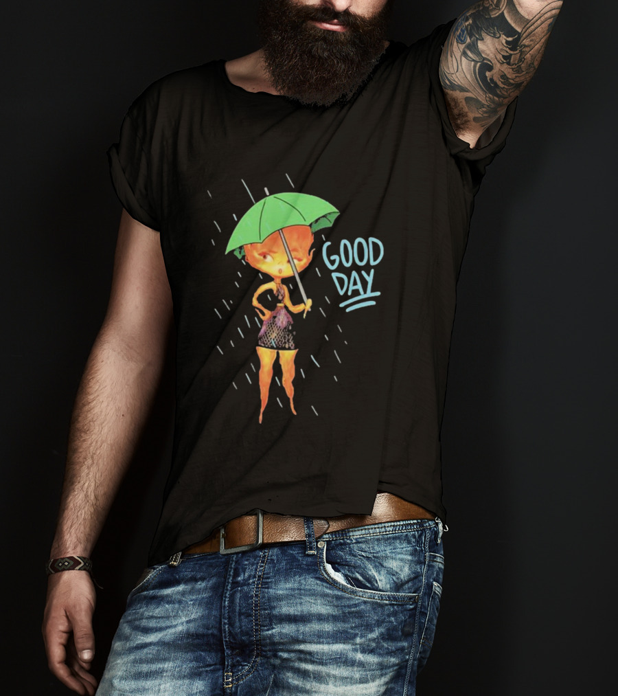 Good Day Ember Lumen Raindrops Green Umbrella T-Shirt