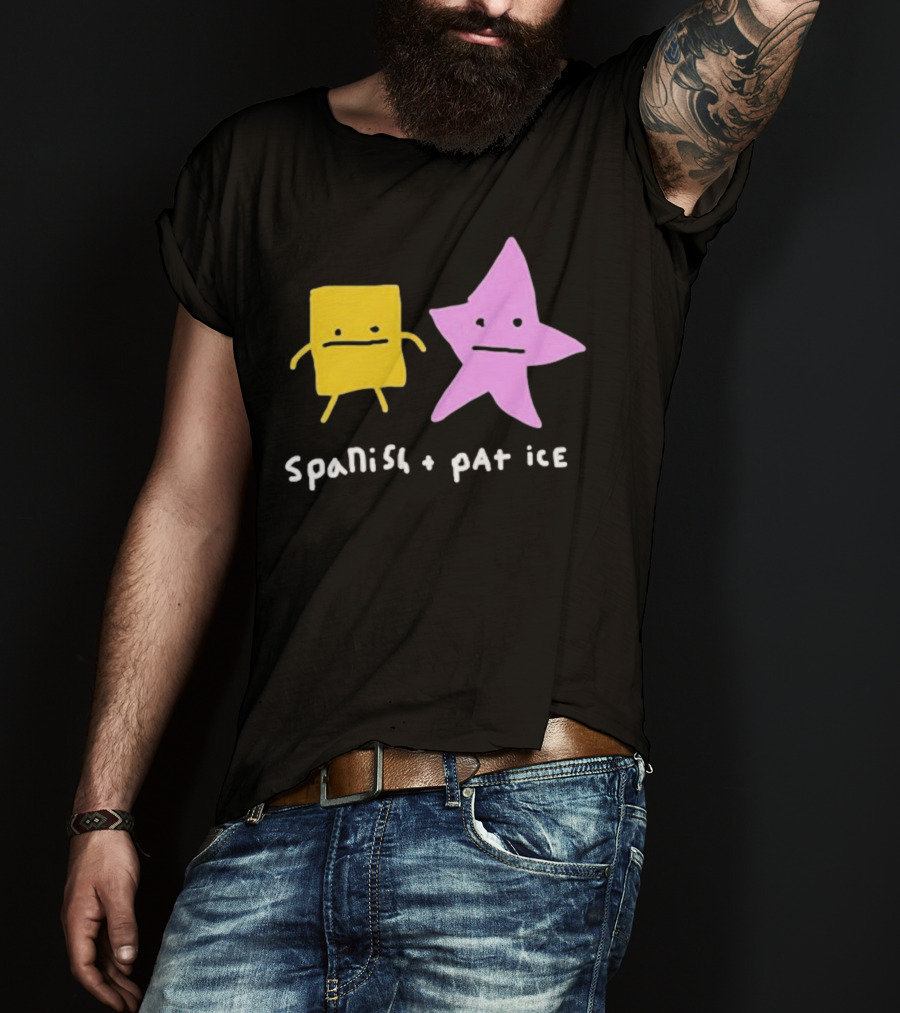 Spanish And Pat Ice Cartoon Square And Star Characters T-Shirt