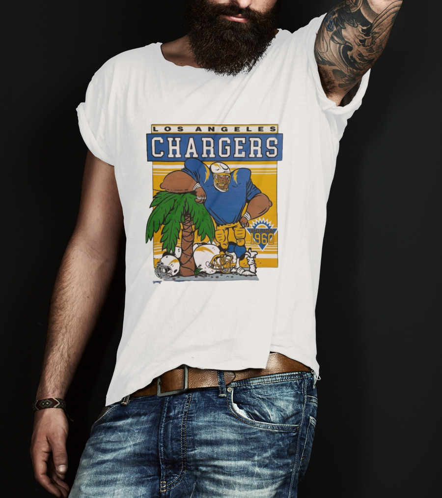 Los Angeles Chargers Crenshaw Skate Club Light Blue Palm Tree Established 1960 Football Player T-Shirt