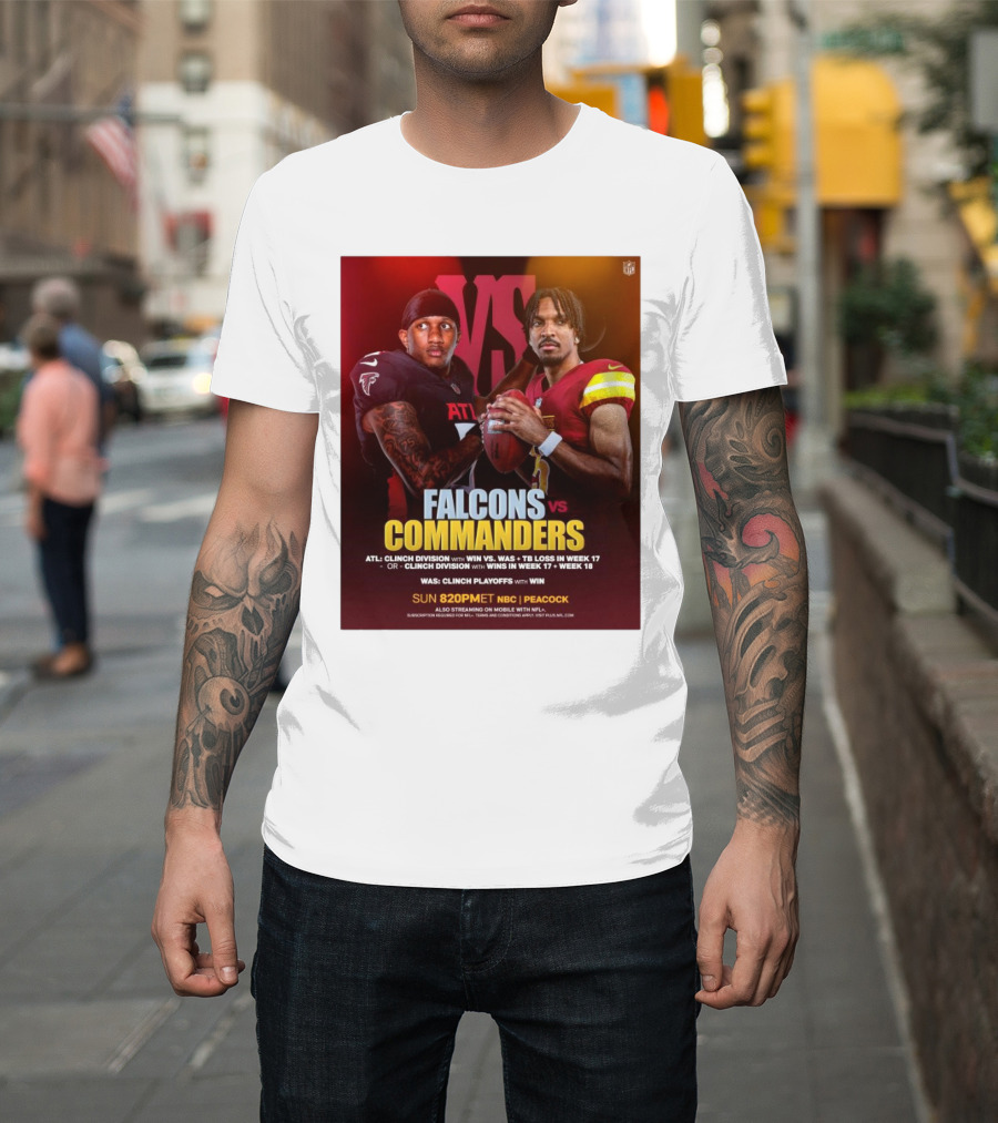 Atlanta Falcons vs Washington Commanders NFL ATL Clinch Division with Win vs WAS TB Loss in Week 17 T-Shirt