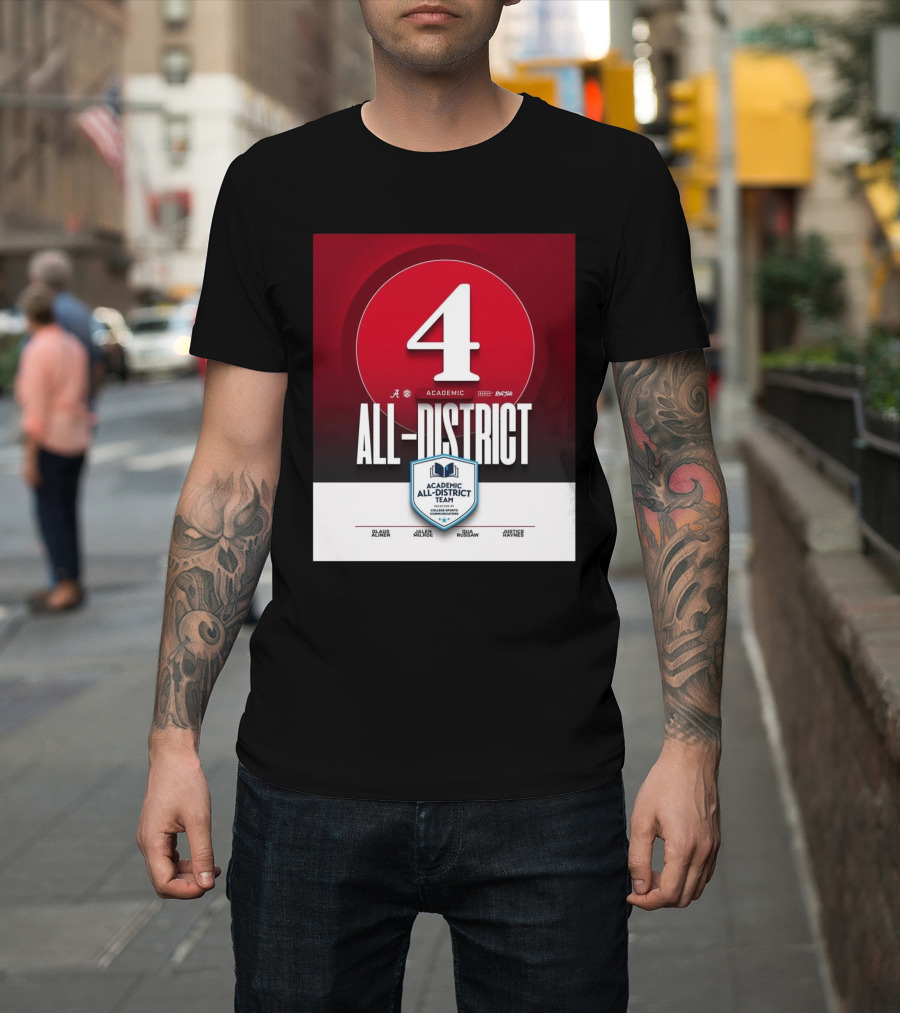 Alabama Crimson Tide Academic All-District Honorees Olaus Alinen Jalen Milroe Qua Russaw Justice Haynes T-Shirt