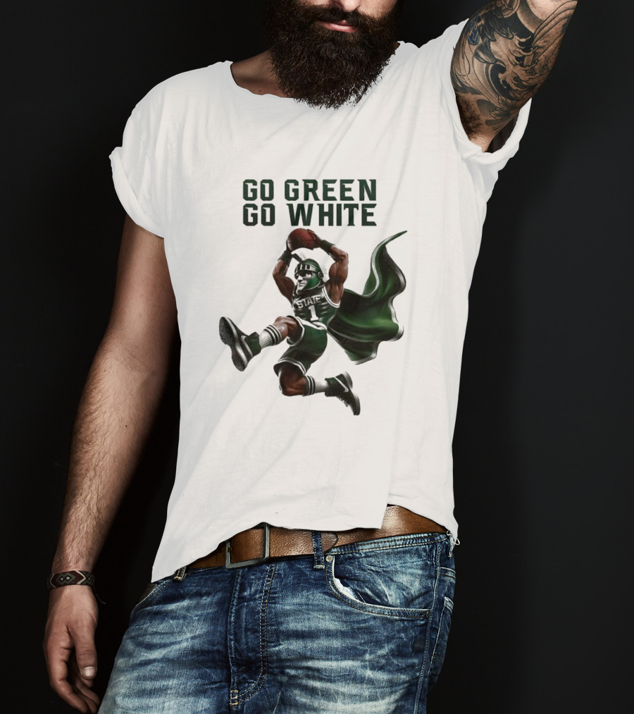 Michigan State Spartans Go Green Go White Football Mascot 2025 T-Shirt