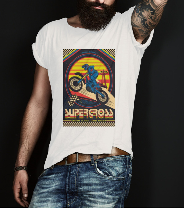 Supercross January 11 2025 Angel Stadium Anaheim California Vintage Motorcycle Motocross Racing T-Shirt
