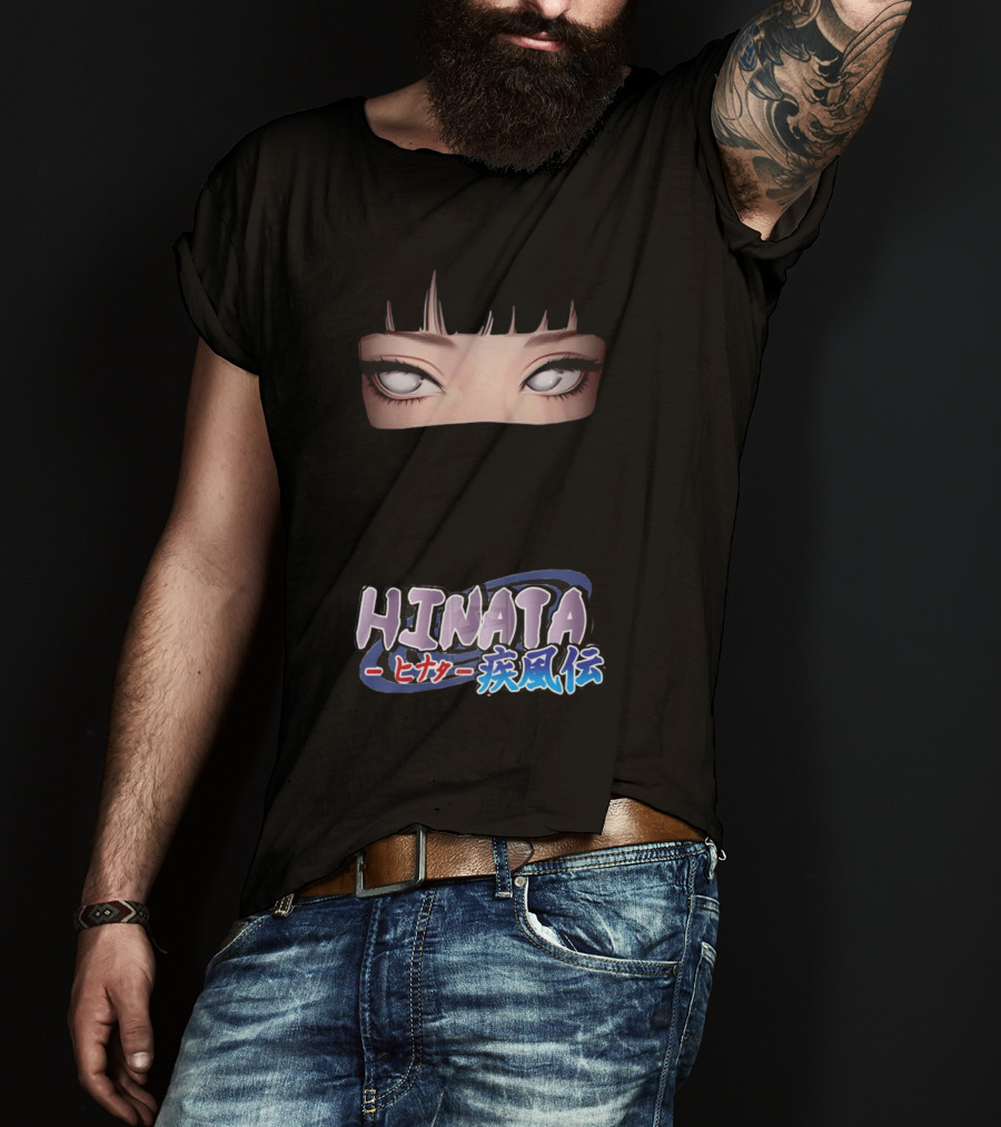 Hinata Hyuga Eyes Japanese Text Anime Style T-Shirt