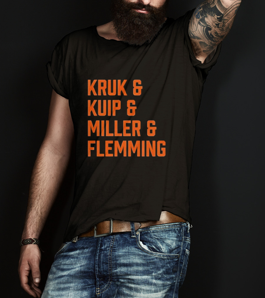 Kruk Kuip Miller Flemming Baseball Broadcasters Orange Text T-Shirt