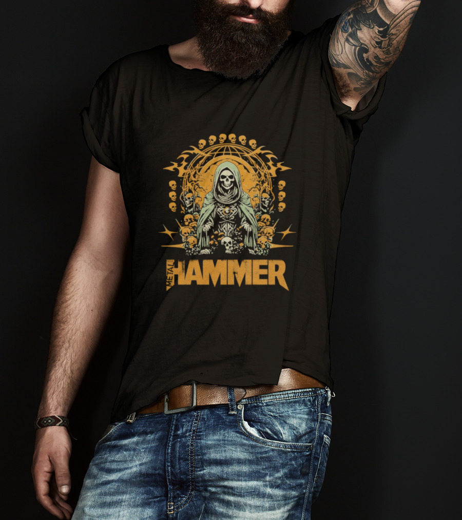 Metal Hammer Skull Wreath Grim Reaper T-Shirt