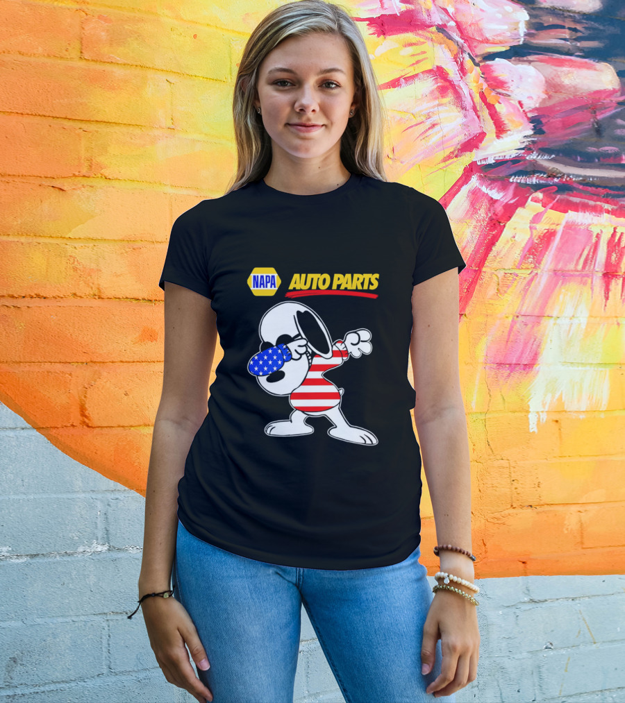 NAPA Auto Parts Snoopy Dabbing USA Flag Character T-Shirt