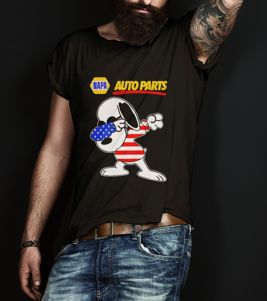 NAPA Auto Parts Snoopy Dabbing USA Flag Character T-Shirt