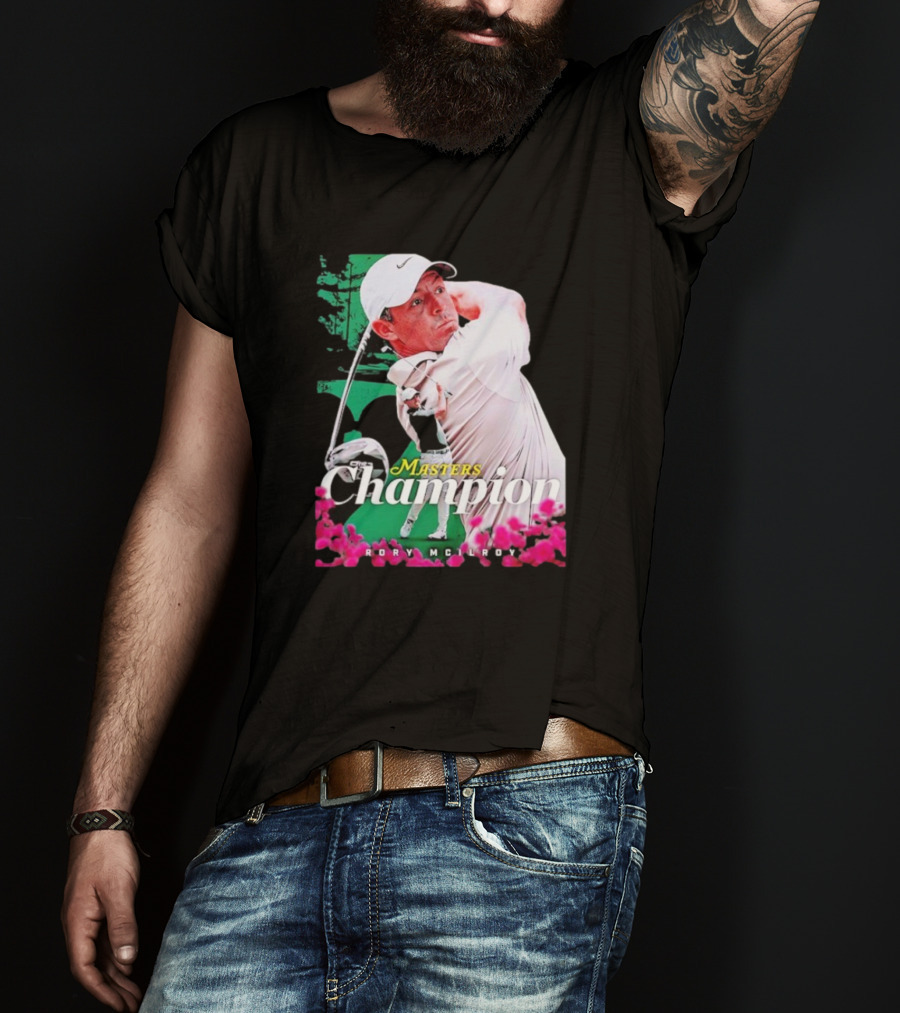 Masters Champion Rory McIlroy Golf Swing Portrait T-Shirt