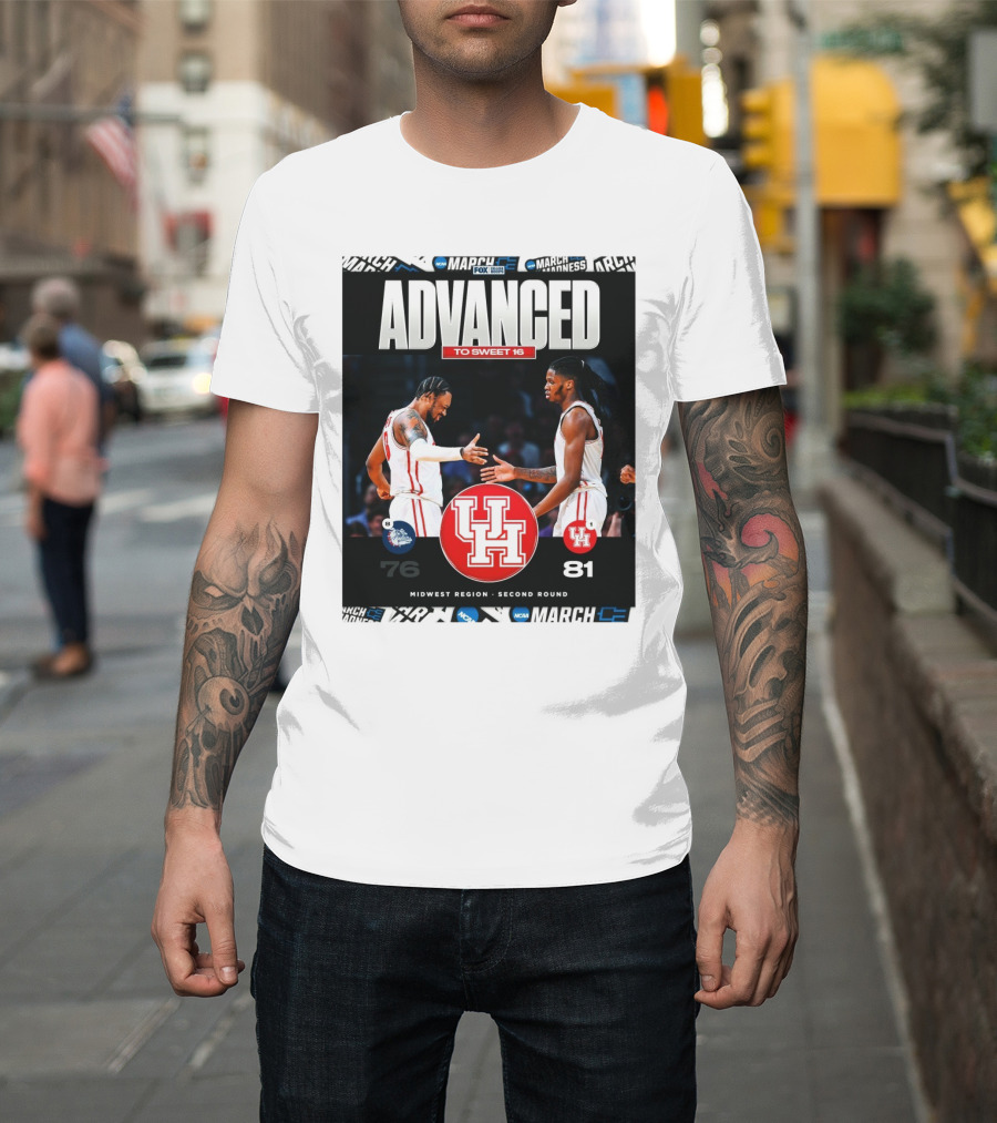 Advanced to Sweet 16 Houston Cougars 81 Gonzaga Bulldogs 76 Midwest Region Second Round T-Shirt
