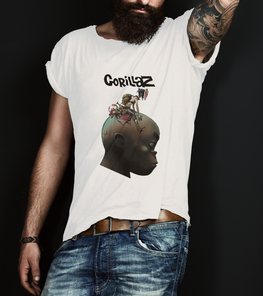Gorillaz Character Sitting On Head Star Symbol T-Shirt