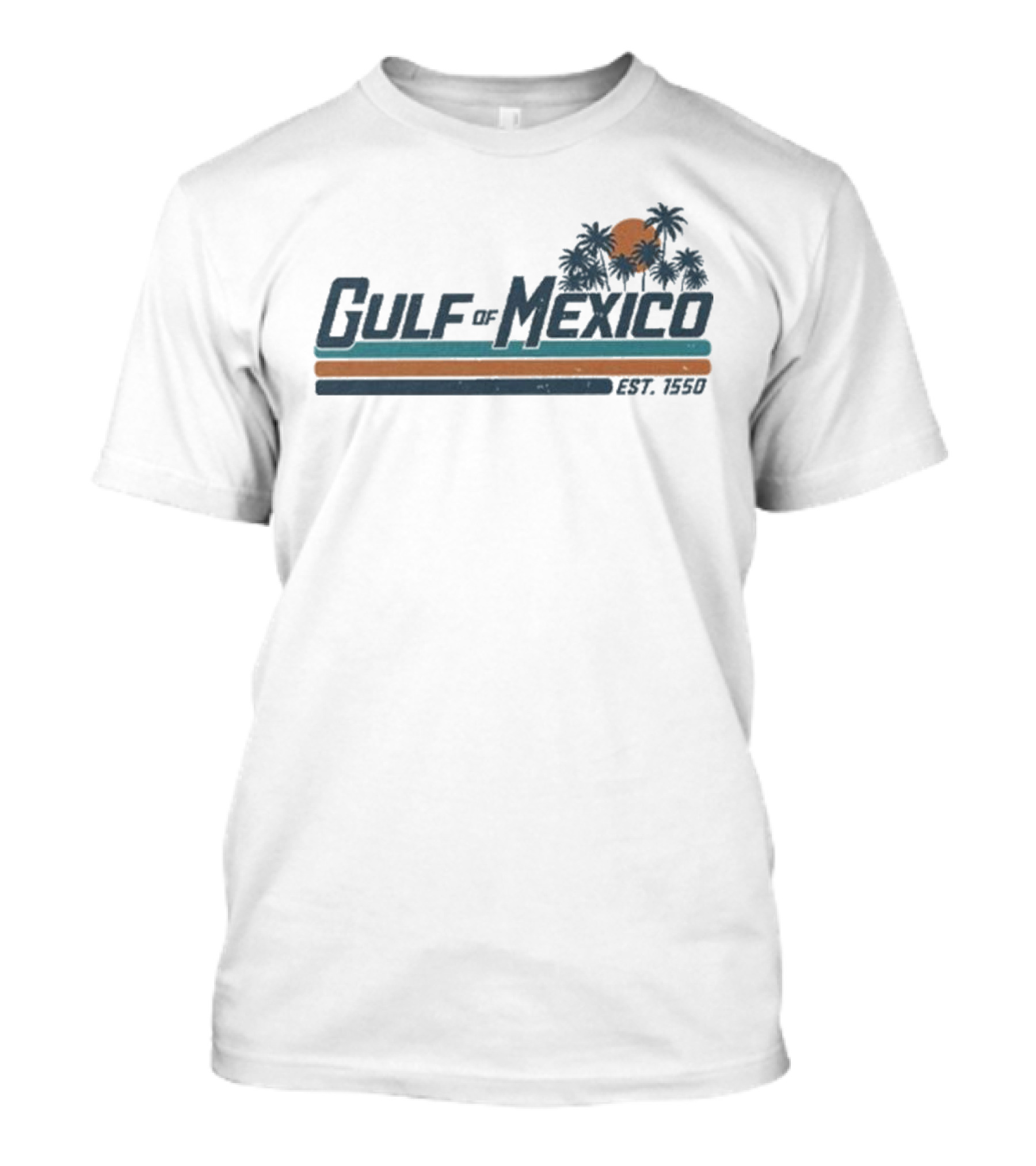 Gulf Of Mexico Est 1550 Palm Trees Retro Sunset Vintage Style T-Shirt