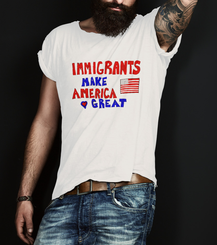 Immigrants Make America Great Heart Flag 2025 T-Shirt
