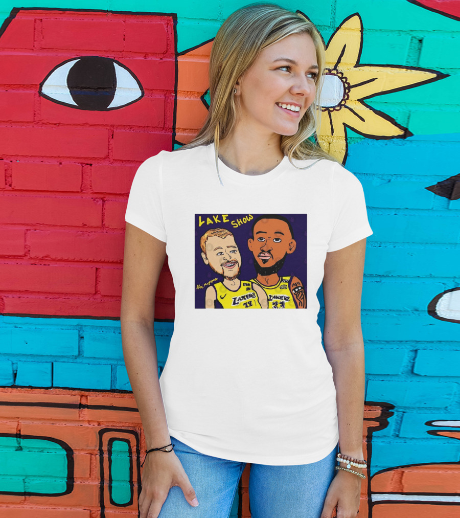 LeBron James And Luka Dončić Lake Show Lakers Cartoon Art 23 77 T-Shirt