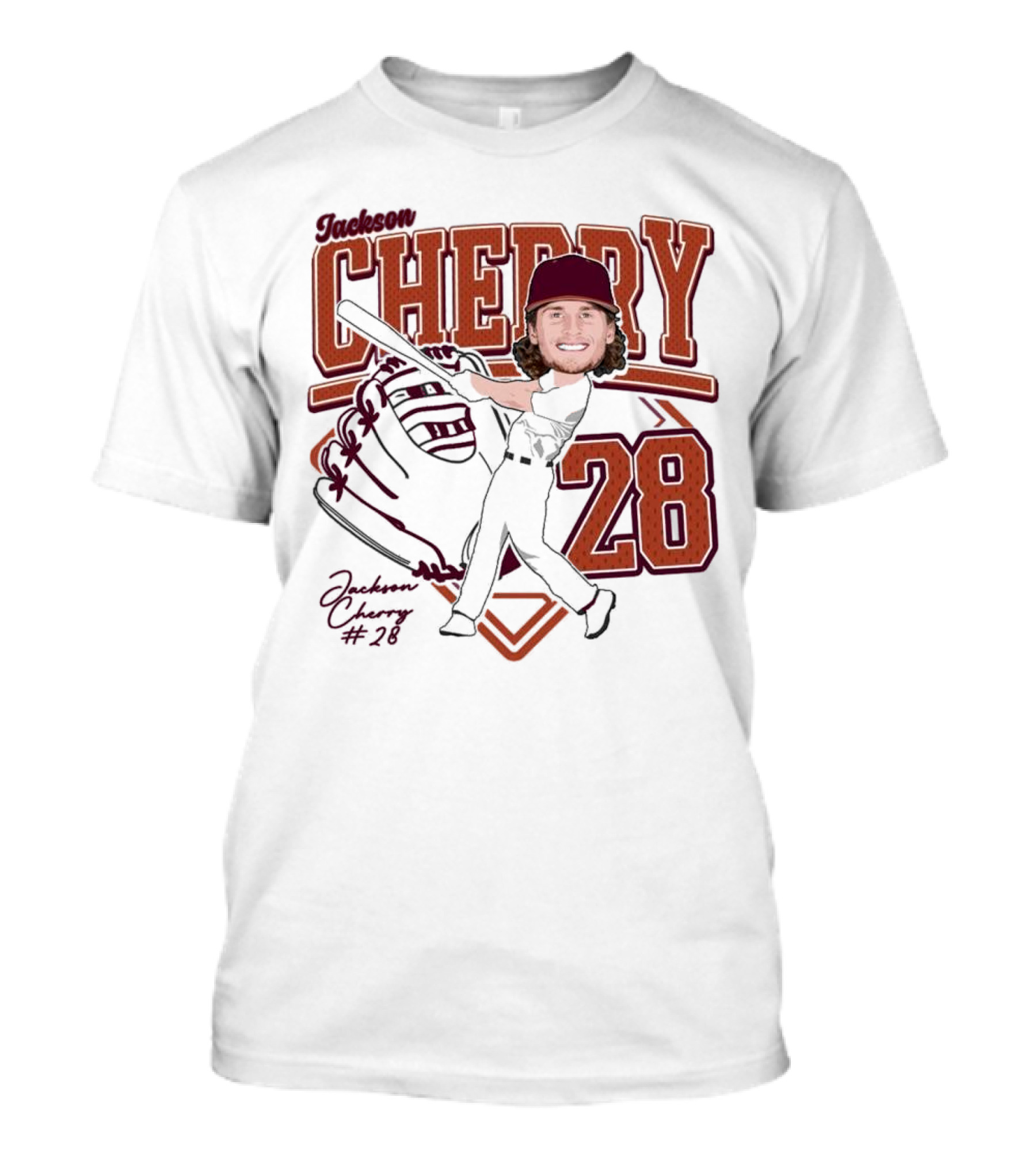 Cherry Baseball Jackson #28 Player Portrait 2025 T-Shirt