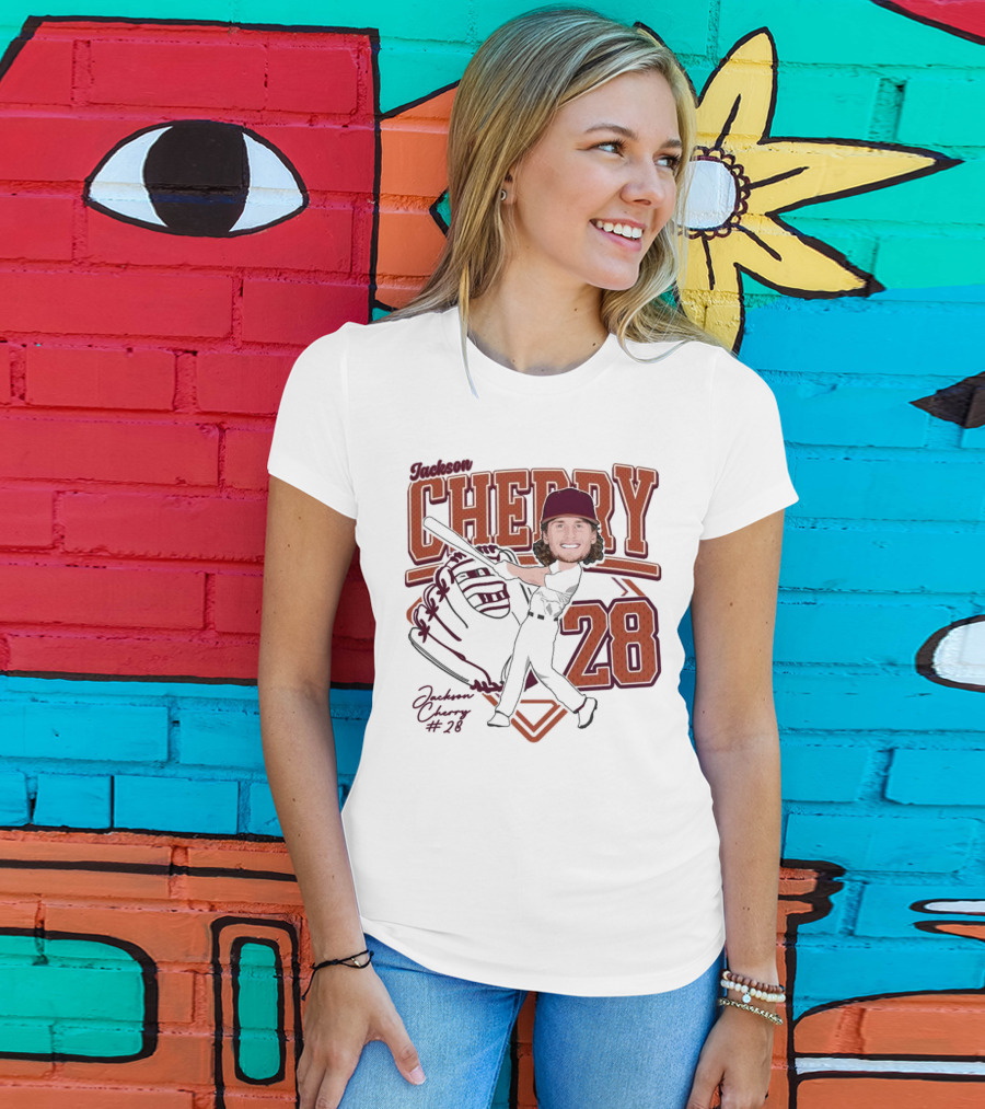 Cherry Baseball Jackson #28 Player Portrait 2025 T-Shirt
