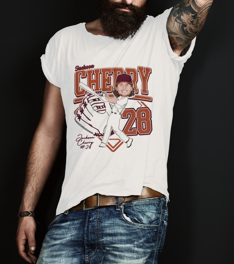 Cherry Baseball Jackson #28 Player Portrait 2025 T-Shirt
