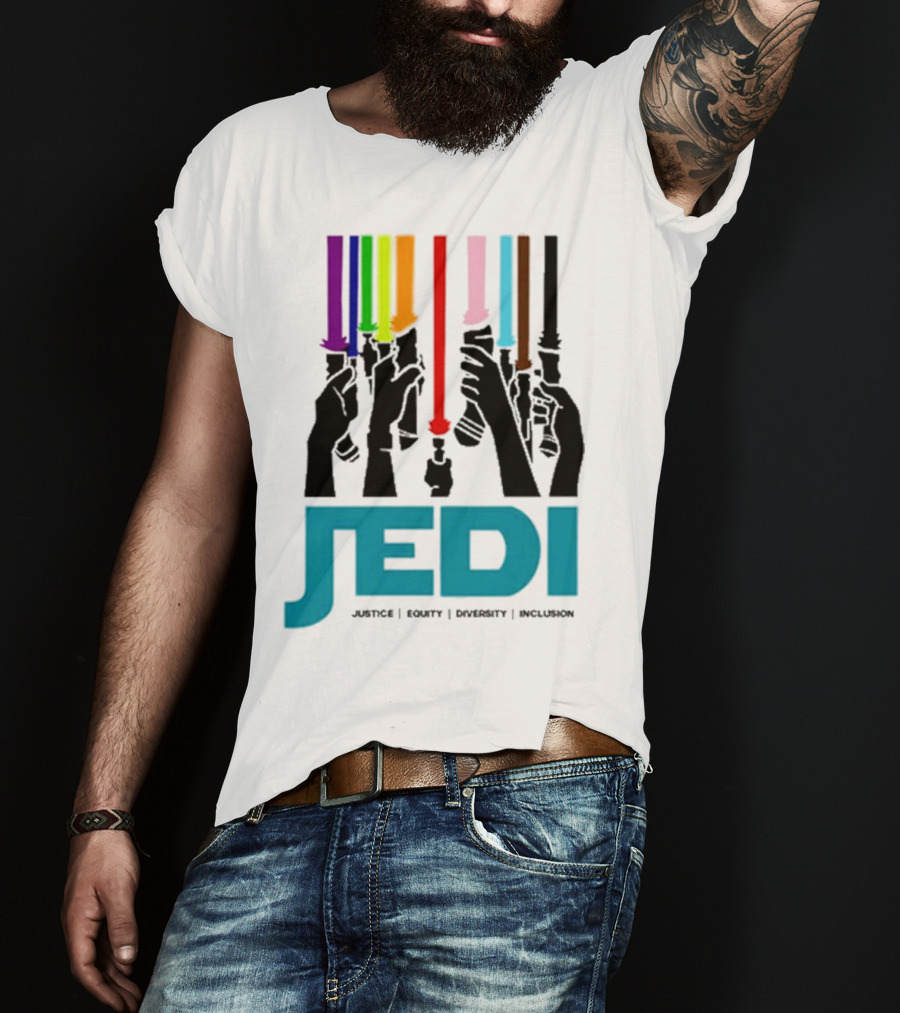 Jedi Justice Equity Diversity Inclusion Lightsaber Colors T-Shirt