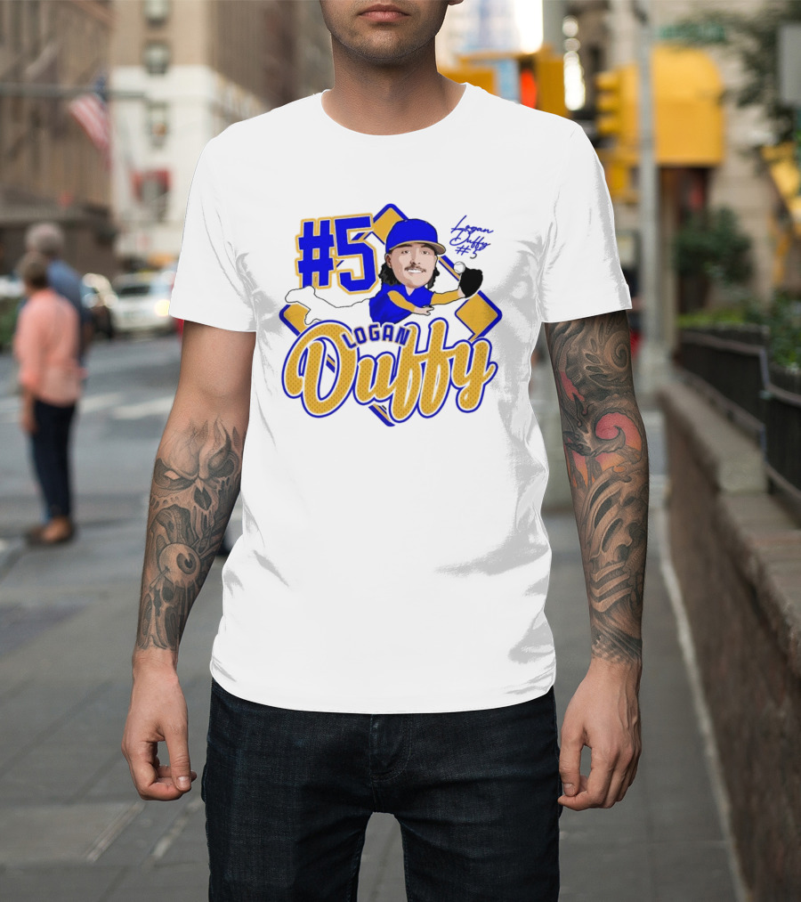Logan Duffy #5 Baseball Player Illustration 2025 T-Shirt