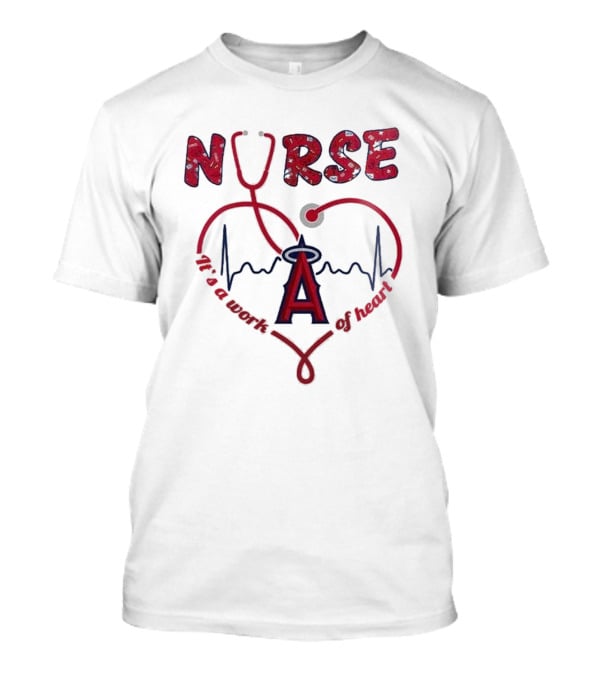 Los Angeles Angels Nurse Heartbeat Stethoscope 2025 Appreciation Night Baseball T-Shirt