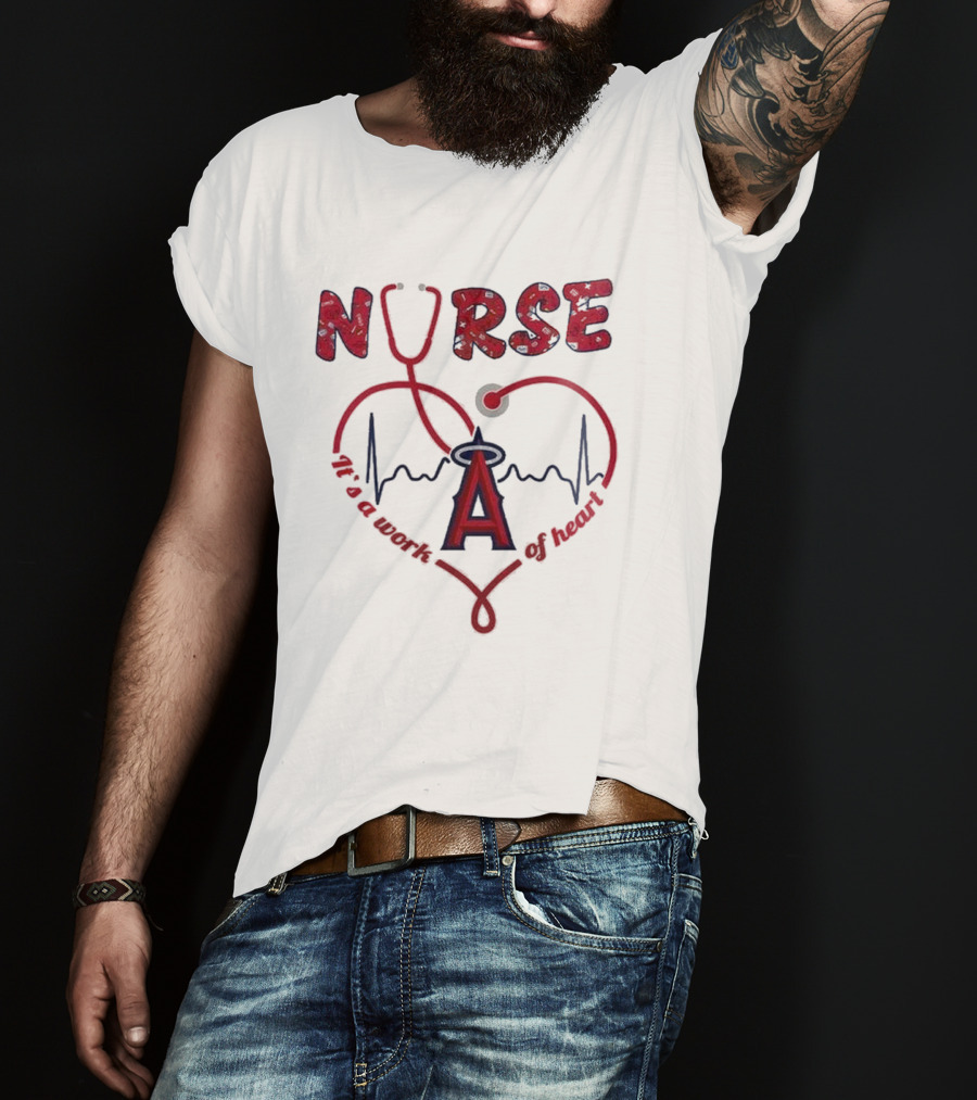 Los Angeles Angels Nurse Heartbeat Stethoscope 2025 Appreciation Night Baseball T-Shirt
