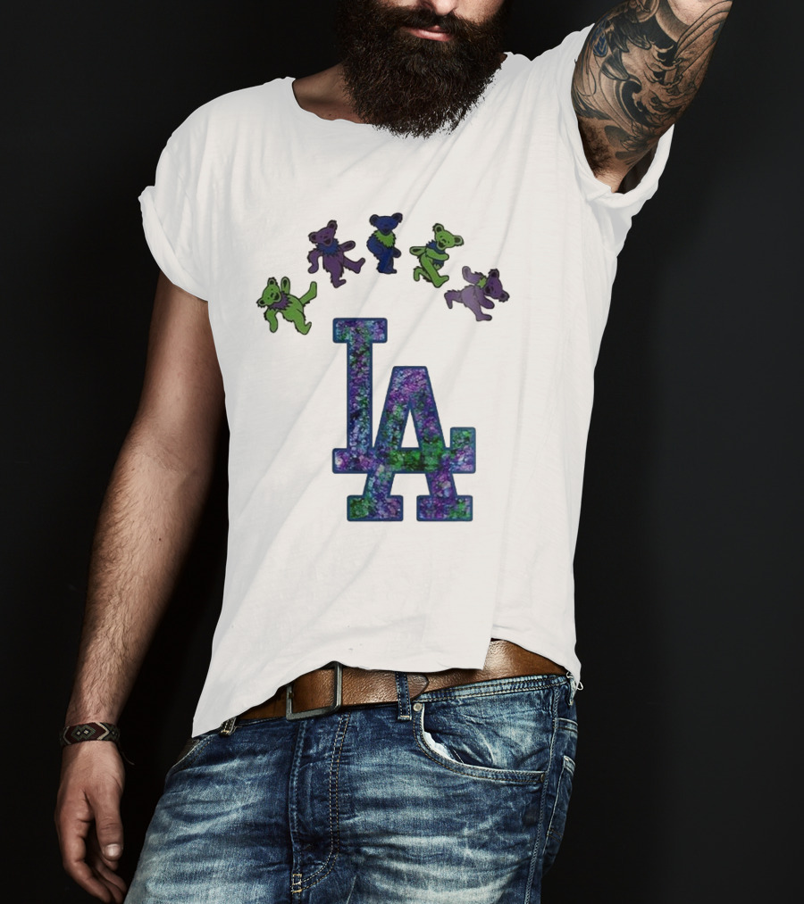 Los Angeles Dodgers Grateful Dead Night 2025 LA Logo Dancing Bears T-Shirt