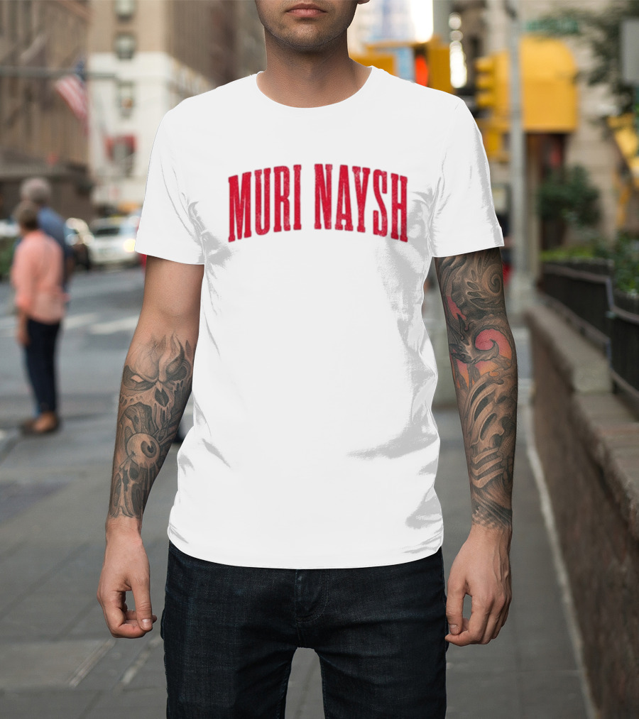 Muri Naysh Red Sparkle Bold Text T-Shirt