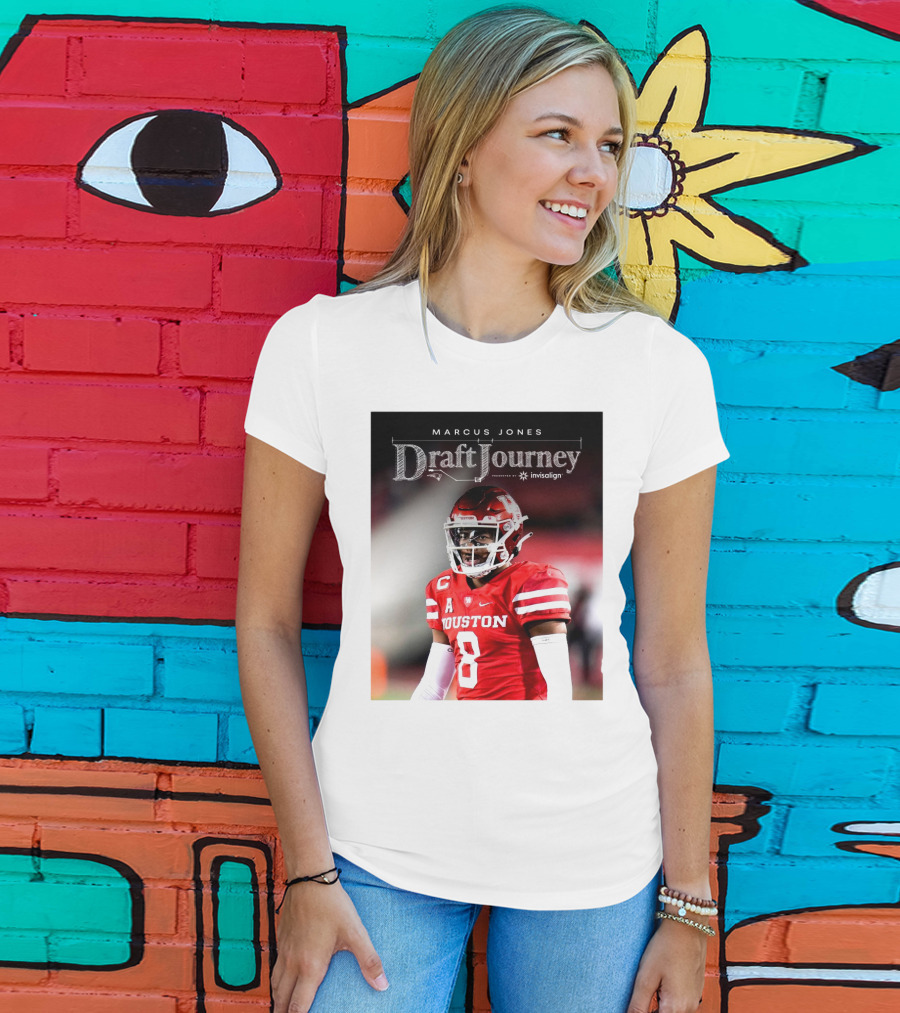 Marcus Jones New England Patriots NFL Draft Journey Houston Football T-Shirt