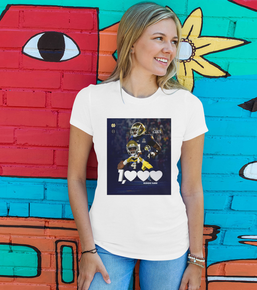 Notre Dame Fighting Irish Jeremiyah Love 1000 Rushing Yards T-Shirt