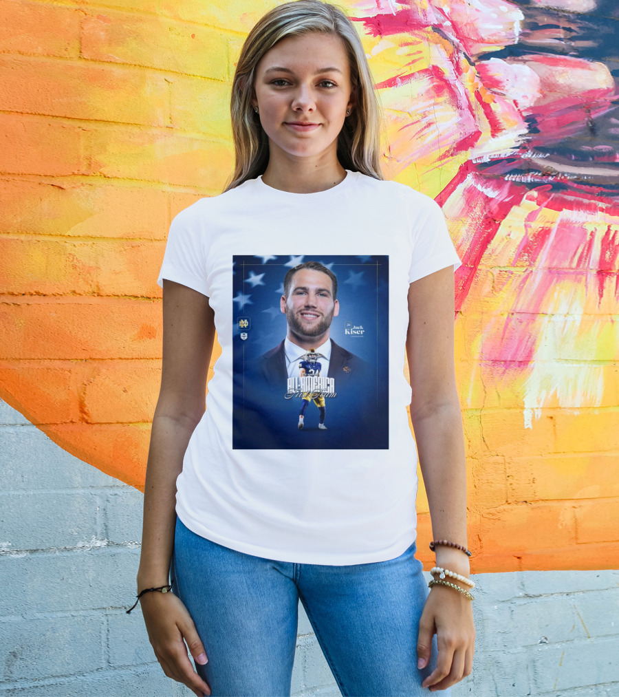 Notre Dame Football CSC Academic All-America First Team Jack Kiser Linebacker 24 Star Background T-Shirt