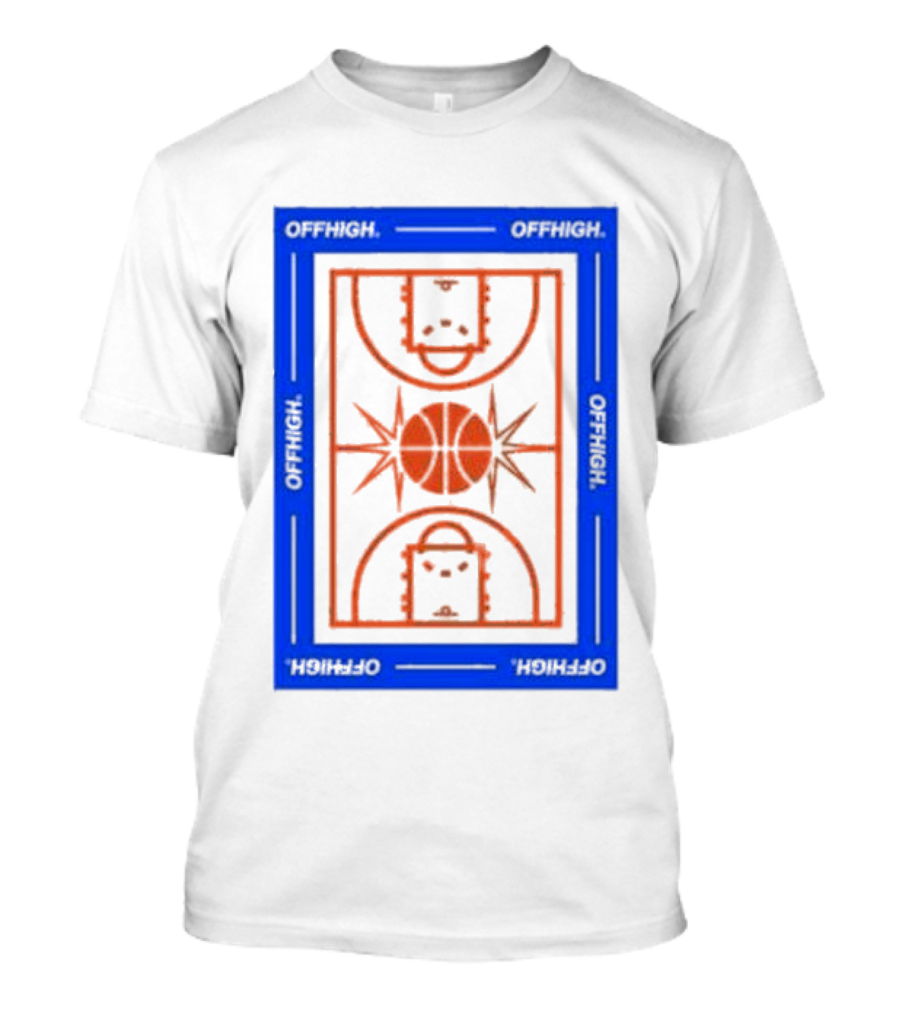 Offhigh Home White Basketball Court Blueprint T-Shirt
