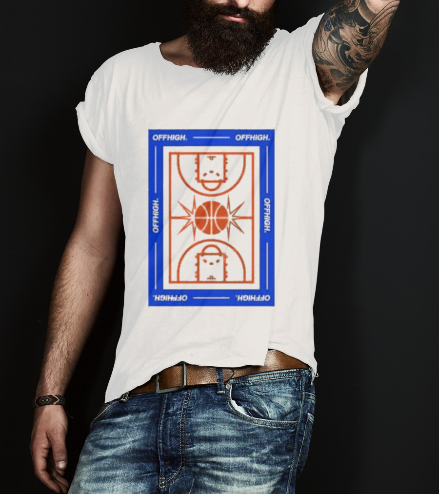 Offhigh Home White Basketball Court Blueprint T-Shirt