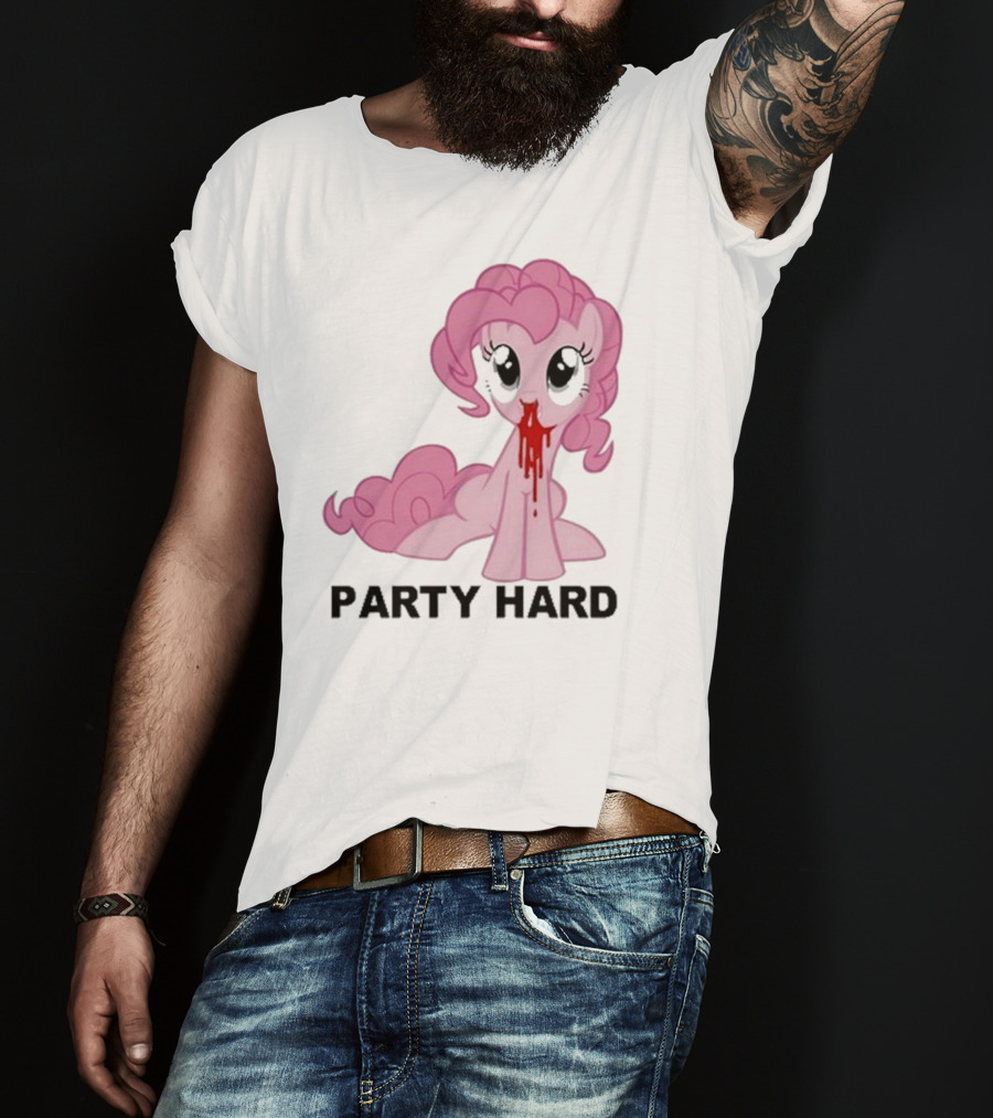 Party Hard Pony Creepy Pink Character Emo Aesthetic T-Shirt