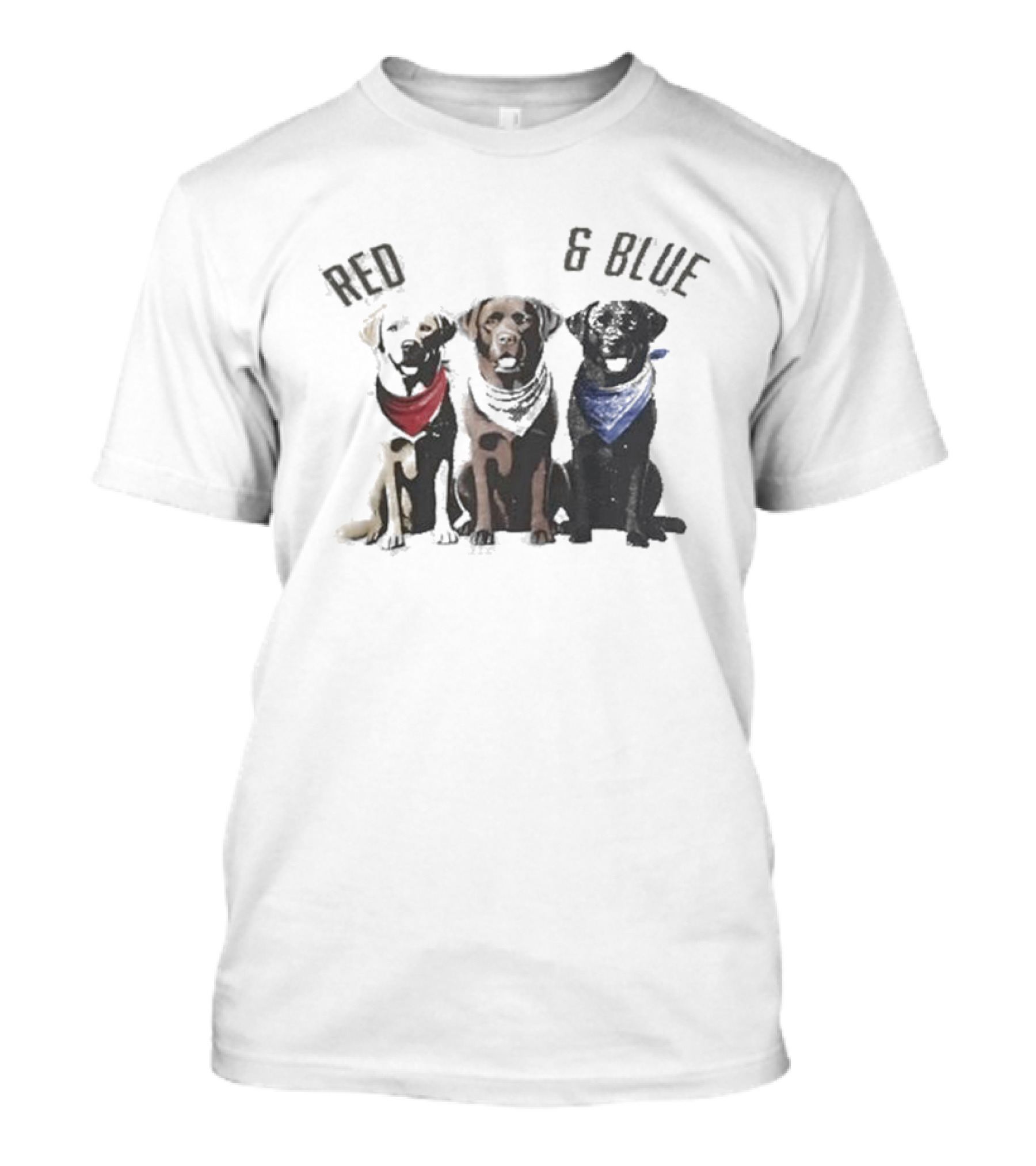 Red White And Blue Dogs Bandana Trio T-Shirt