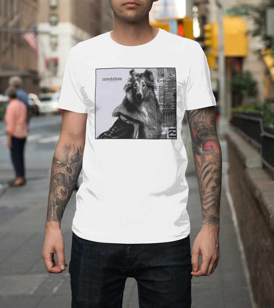 Revutation Reveille Collie Newspaper Style T-Shirt