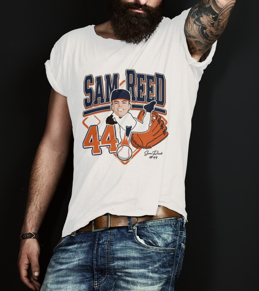 Sam Reed 44 Baseball Glove And Bat Graphic 2025 T-Shirt