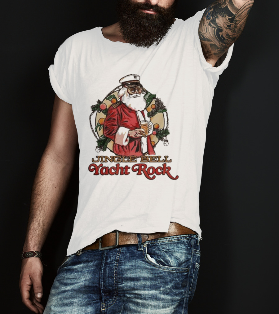 Jingle Bell Yacht Rock Christmas Captain Santa T-Shirt