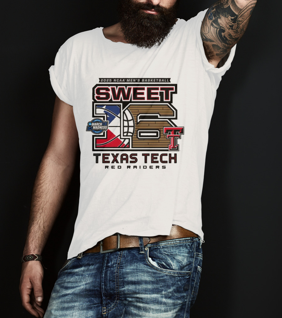 Texas Tech Basketball Sweet 16 Above The Rim 2025 Grey Tri-Blend T-Shirt