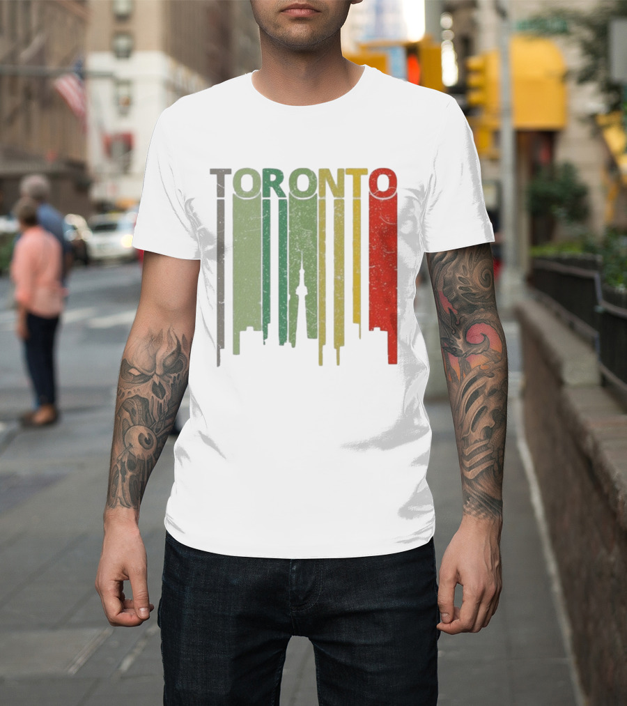 Retro Toronto Skyline Colorful Vertical Lines T-Shirt