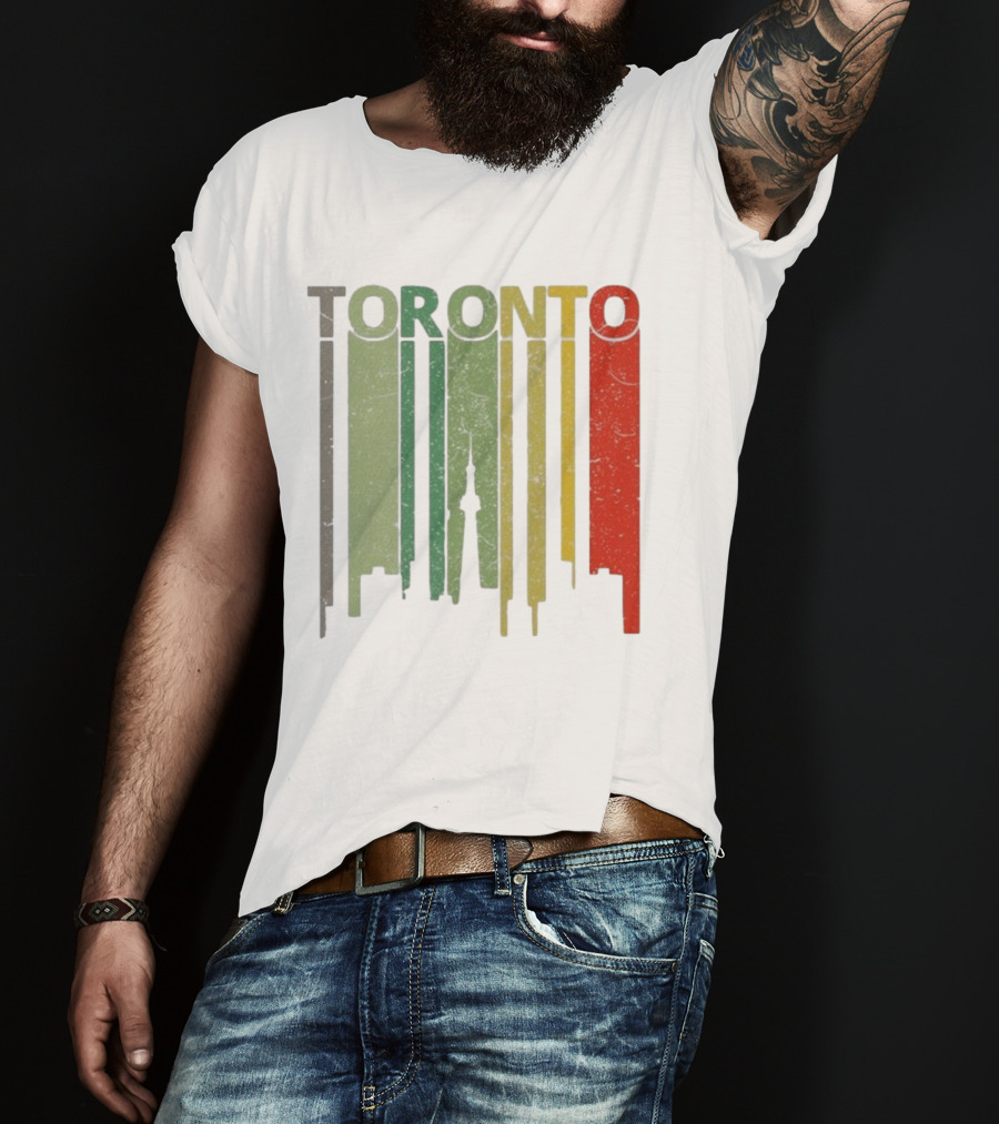 Retro Toronto Skyline Colorful Vertical Lines T-Shirt