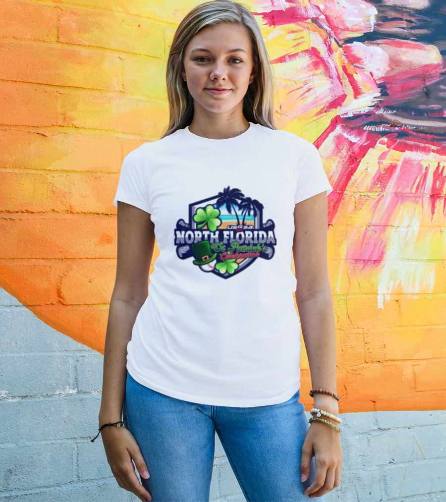 USSSA North Florida St Patrick’s Celebration March 15-16 2025 Shamrock Hat Palm Trees Baseball T-Shirt