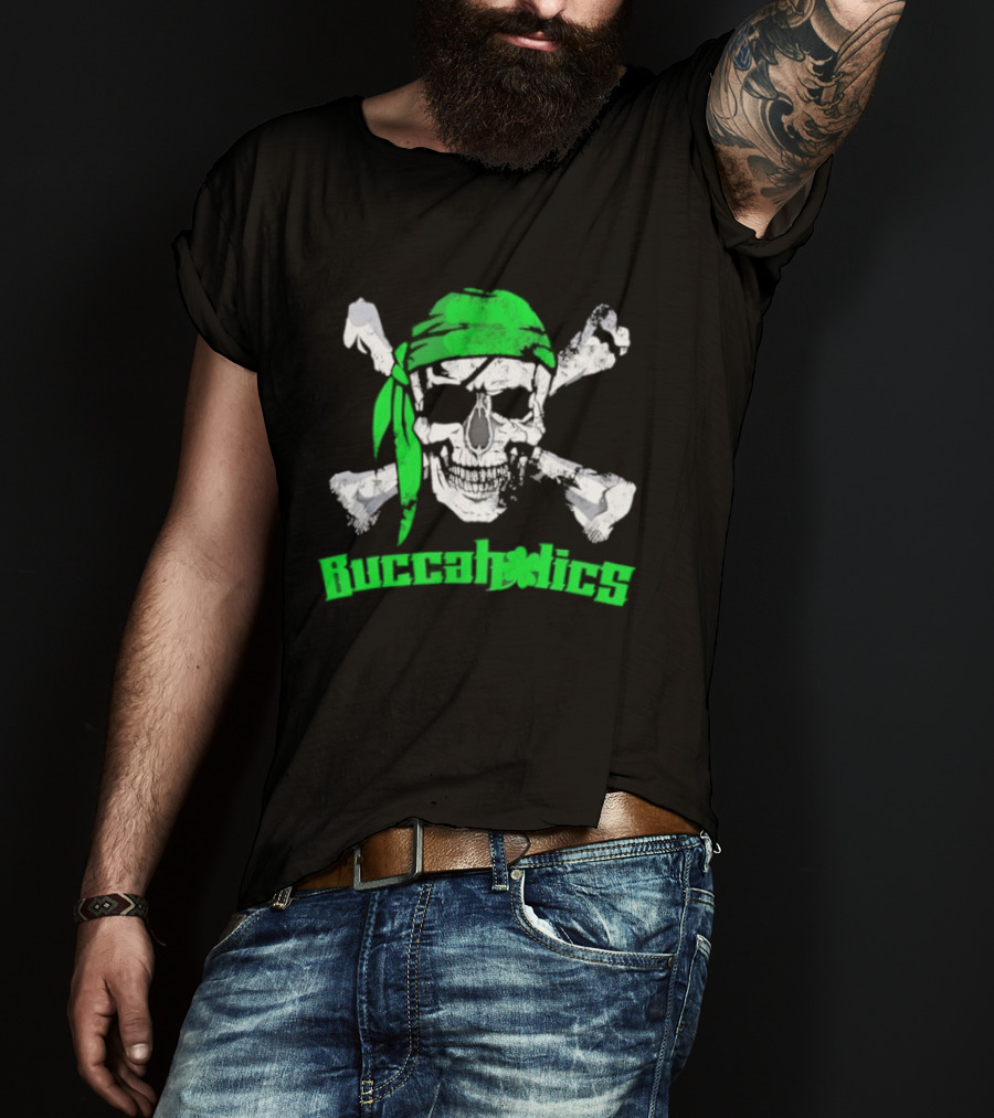 Buccaholics Green Pirate Skull Crossbones Bandana T-Shirt