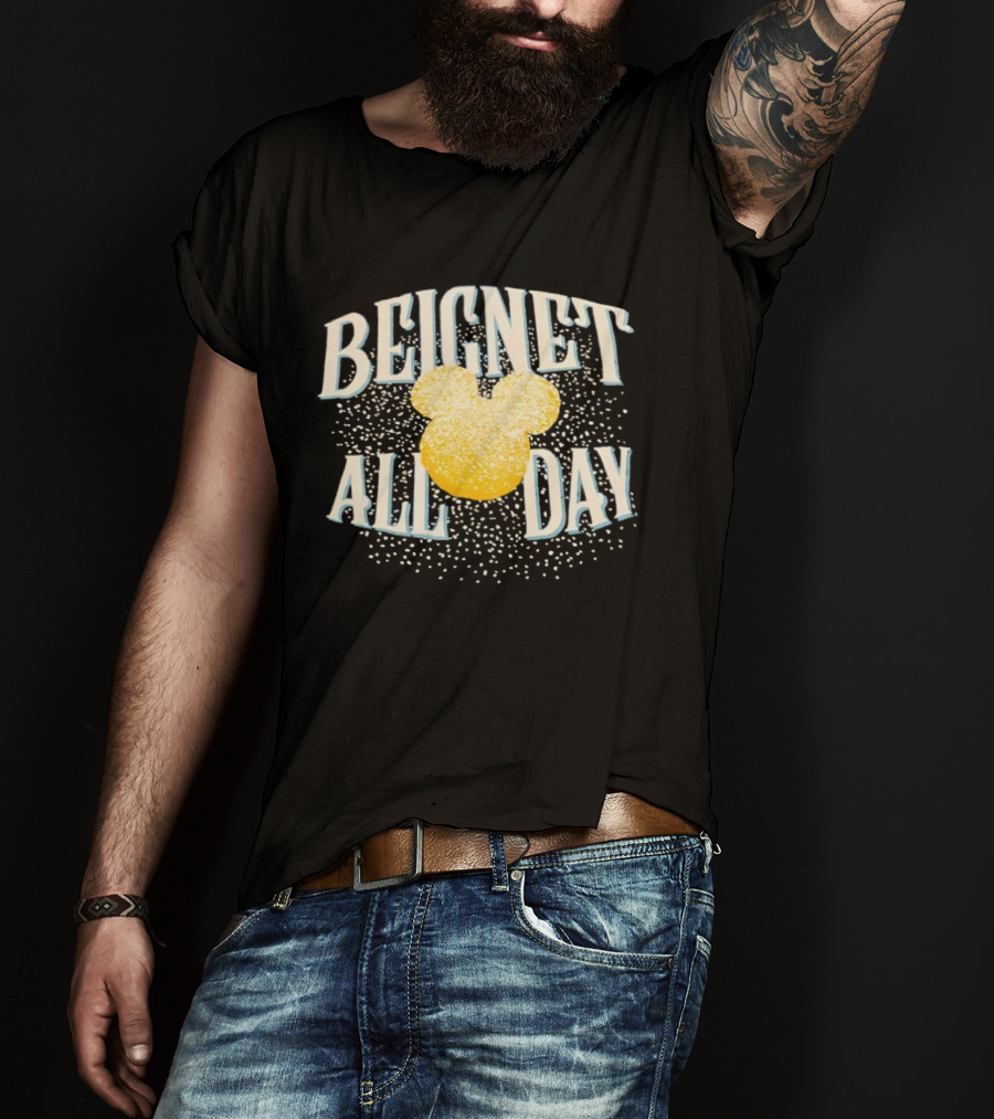 Disney Beignet All Day Mickey Mouse Powdered Sugar Delight T-Shirt