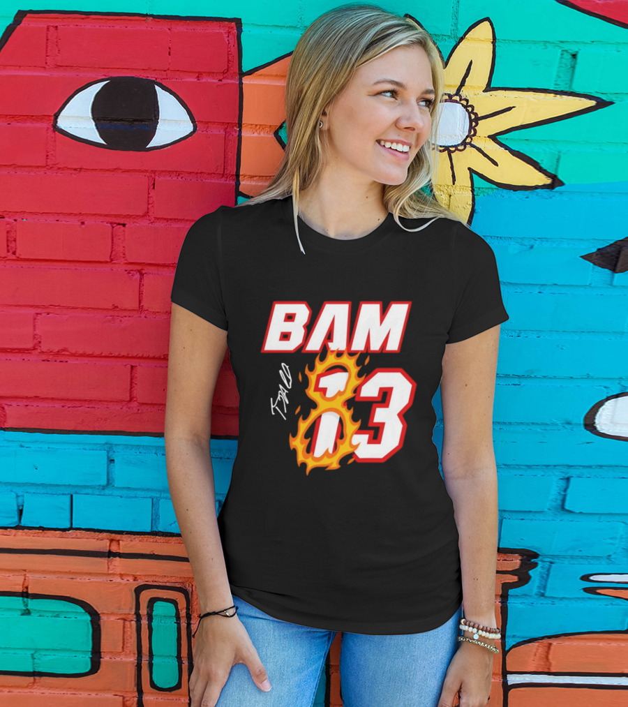 Bam Adebayo Miami Heat BAM 13 Flaming Signature T-Shirt