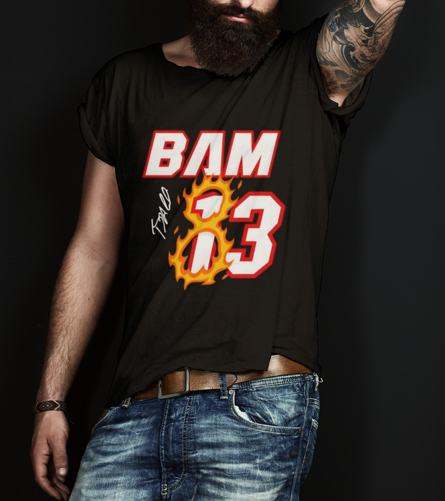Bam Adebayo Miami Heat BAM 13 Flaming Signature T-Shirt