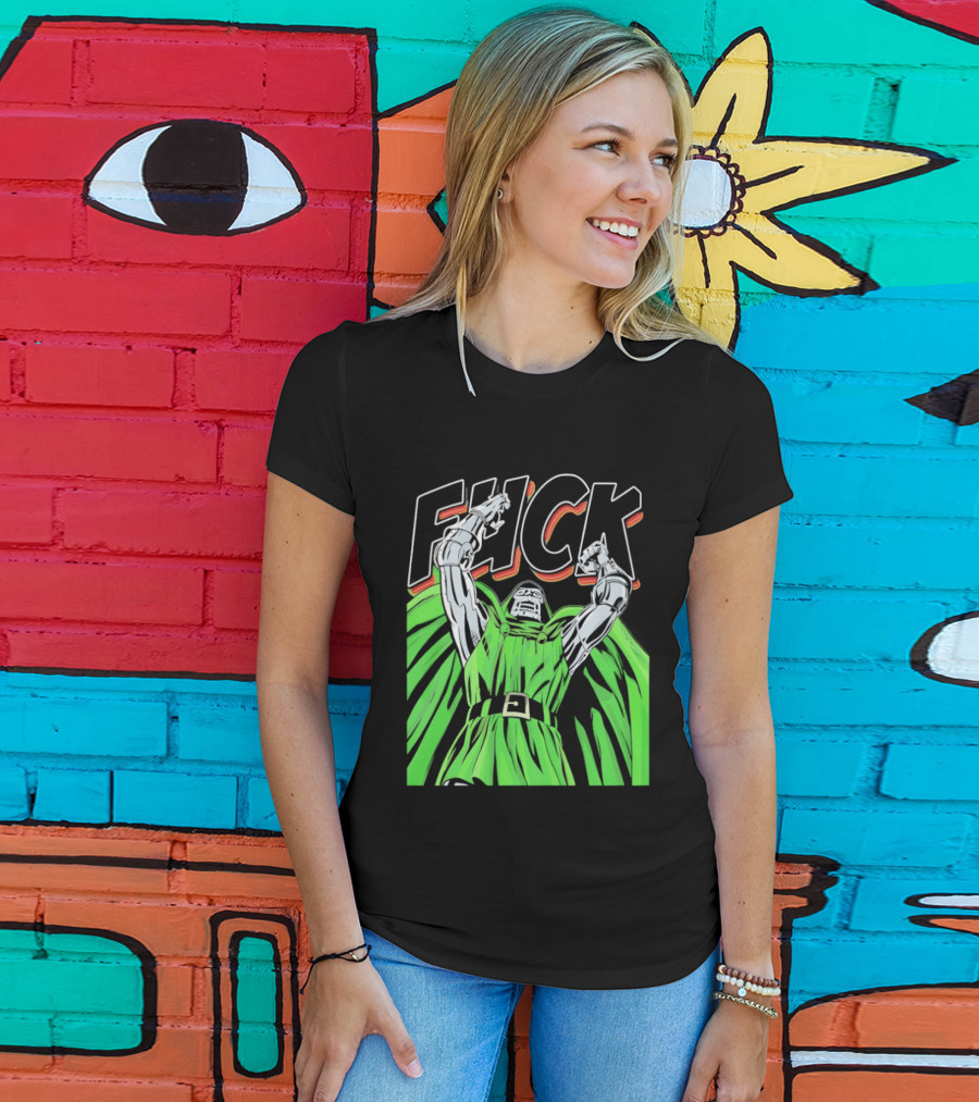 Dr Doom Green Cape Comic Style F**K T-Shirt