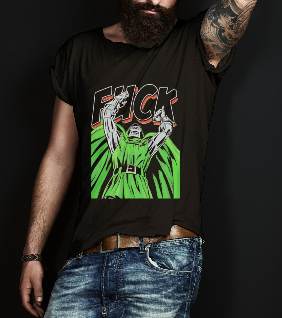 Dr Doom Green Cape Comic Style F**K T-Shirt