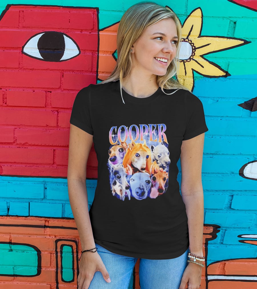Cooper Dog Collage Colorful Lightning Effects T-Shirt