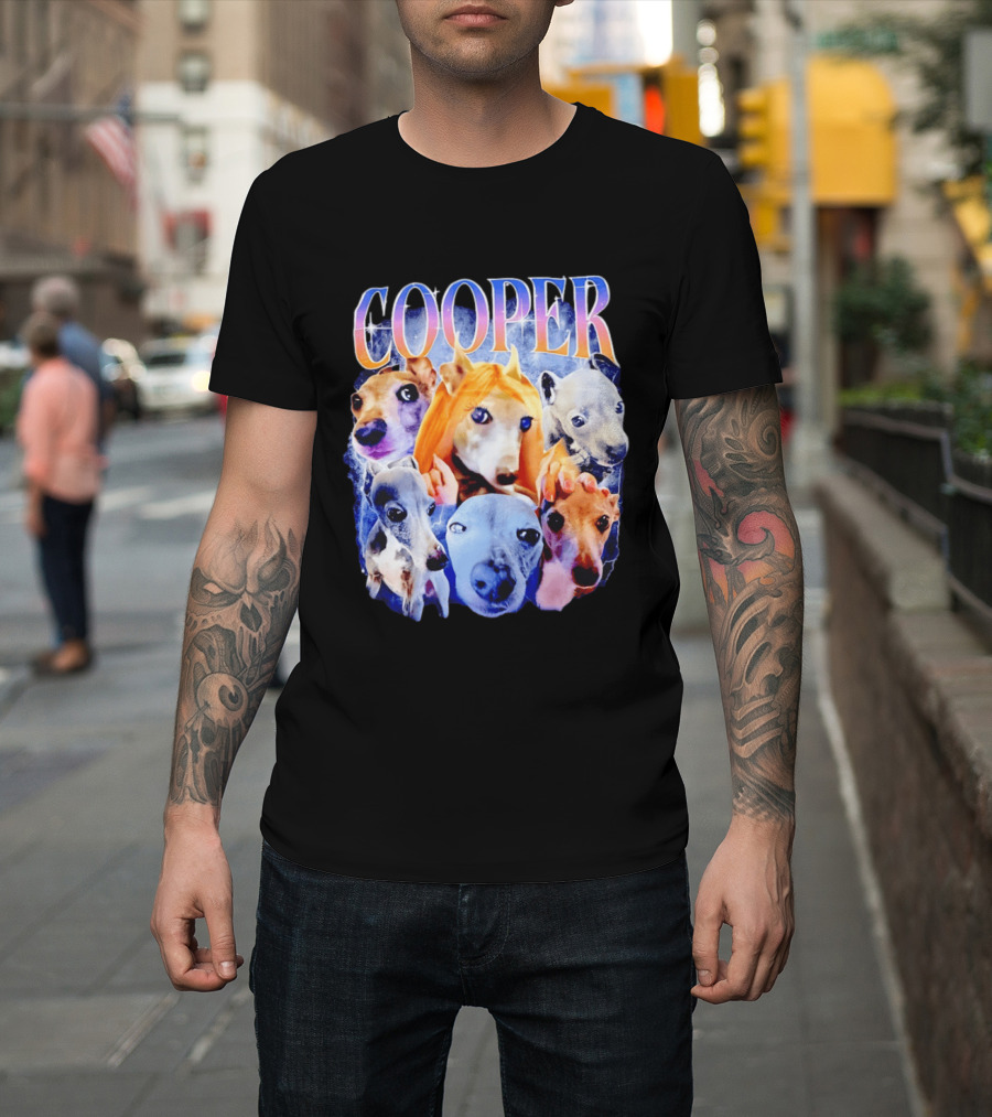 Cooper Dog Collage Colorful Lightning Effects T-Shirt